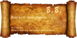 Baricz Benjámin névjegykártya